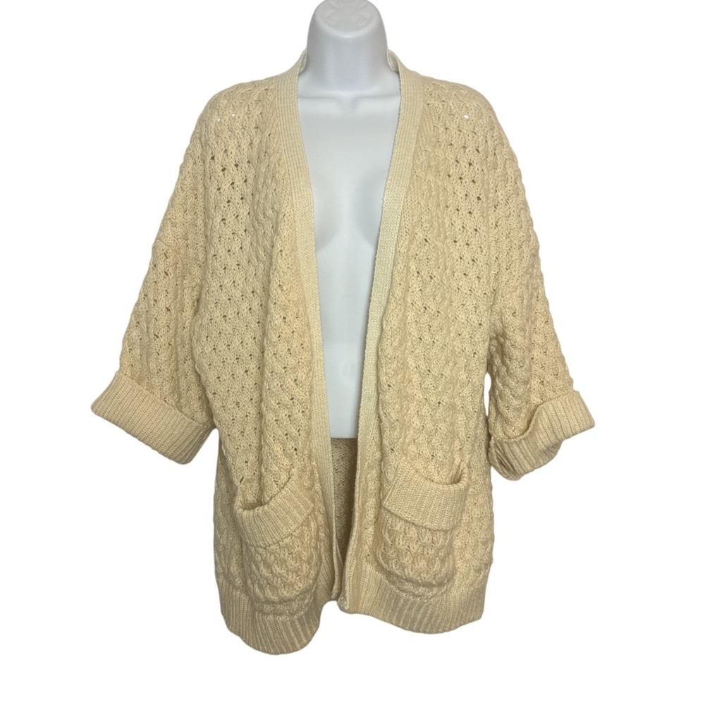 Goodnight Macaroon‎ Womens Med Chunky Open Cardigan Sweater Cable Knit Cozy